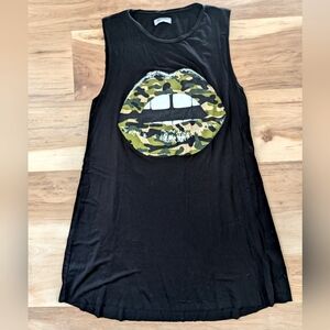 Lauren Moshi Camo Lip Tank Dress size medium black